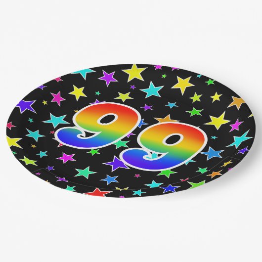 99e Evenement: Vet, Leuk, Kleurrijke Regenboog 99 Papieren Bordje (Gekanteld)