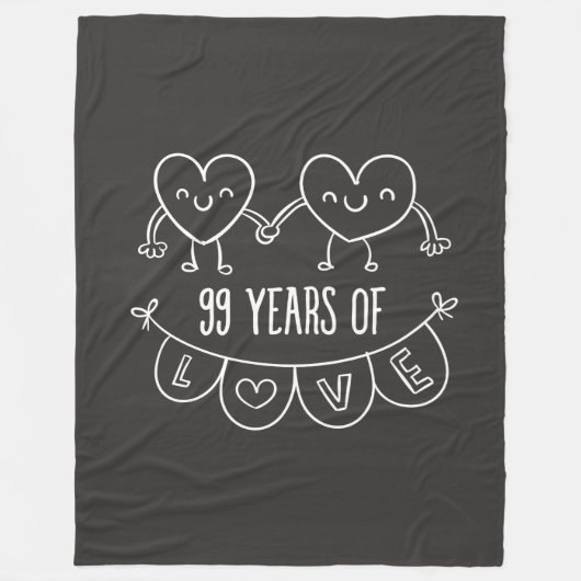 99e Jubileum Gift Chalk Hearts Fleece Deken (Voorkant)