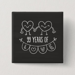 99e Jubileum Gift Chalk Hearts Vierkante Button 5,1 Cm