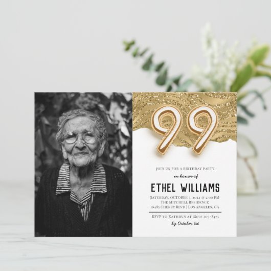 99e uitnodiging van de Birthday Party (Staand voorkant)