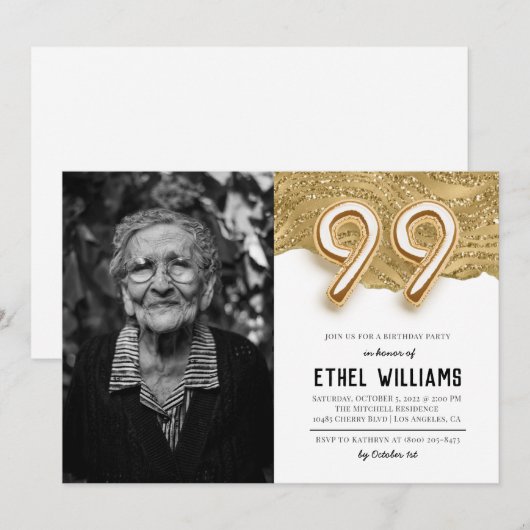 99e uitnodiging van de Birthday Party (Voorkant / Achterkant)