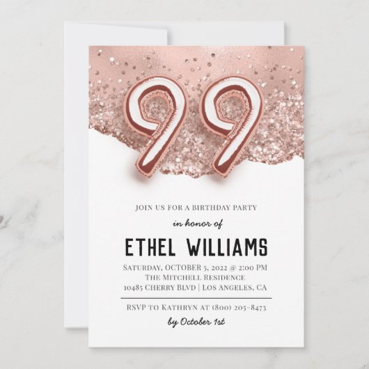 99e uitnodiging van de Birthday Party (Voorkant)