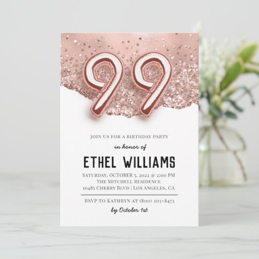 99e uitnodiging van de Birthday Party (Staand voorkant)