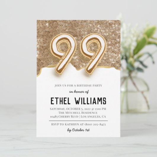 99e uitnodiging van de Birthday Party (Staand voorkant)