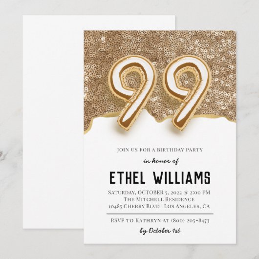 99e uitnodiging van de Birthday Party (Voorkant / Achterkant)