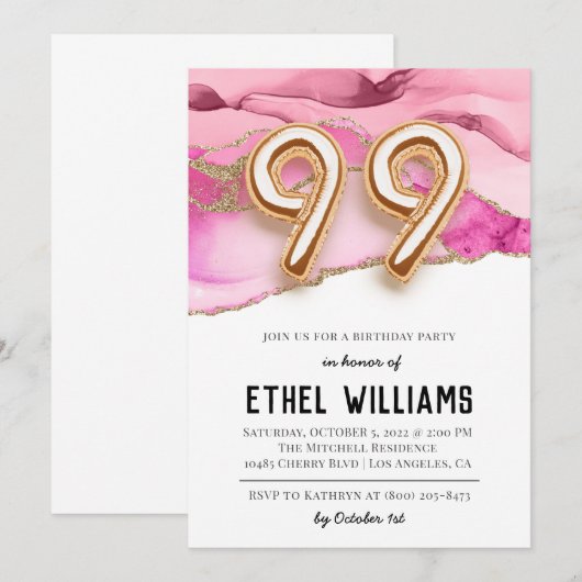 99e uitnodiging van de Birthday Party (Voorkant / Achterkant)