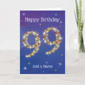 99e verjaardag - 99 in sterren - Blauw - Leeftijd  Kaart (Voorkant)