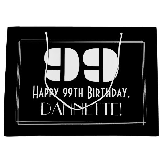 99e verjaardag ~ Art Deco geïnspireerd look "99" + Groot Cadeauzakje (Voorkant)