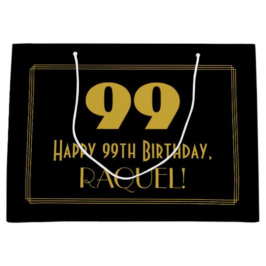 99e verjaardag — Art Deco Geïnspireerde look "99" Groot Cadeauzakje (Voorkant)