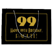 99e verjaardag — Art Deco Geïnspireerde look "99" Groot Cadeauzakje (Achterkant)