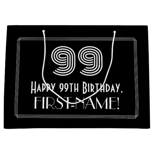 99e verjaardag — Art Deco Geïnspireerde look "99" Groot Cadeauzakje (Voorkant)