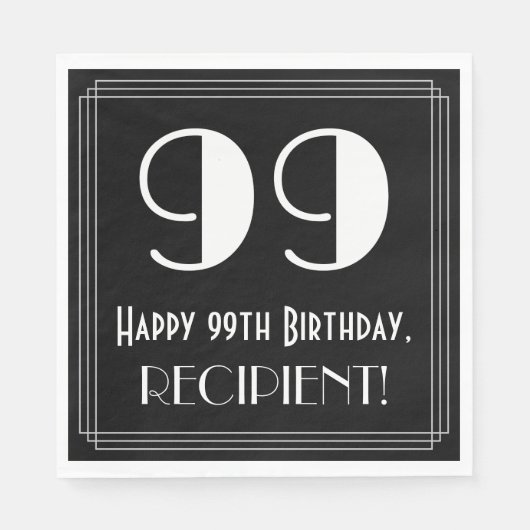 99e verjaardag ~ Art Deco geïnspireerde look "99", Servet (Voorkant)
