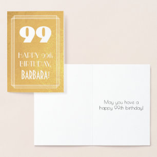 99e verjaardag ~ Art Deco Style "99" & aangepaste  Folie Kaarten