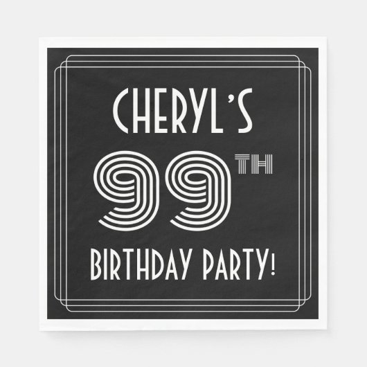 99e verjaardag: Art Deco Style + aangepaste naam Servet (Voorkant)