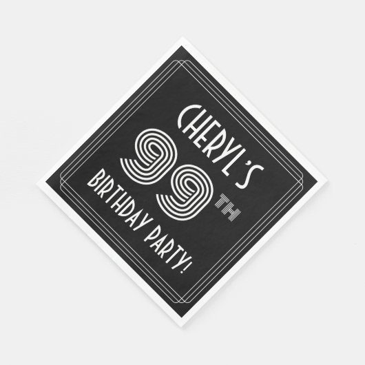 99e verjaardag: Art Deco Style + aangepaste naam Servet (Hoek)