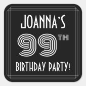 99e verjaardag: Art Deco Style en aangepaste naam Vierkante Sticker (Voorkant)