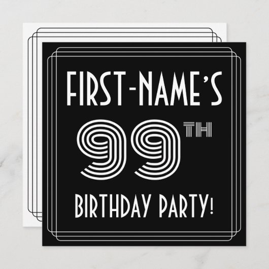 99e verjaardag: Art Deco Style met aangepaste naam Kaart (Voorkant / Achterkant)