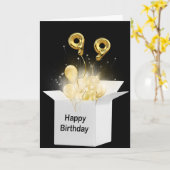 99e verjaardag ballonnen in witte doos kaart (Gele Bloem)