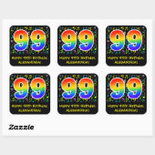 99e verjaardag: Colorful Music Symbols, Rainbow 99 Vierkante Sticker (Vel)