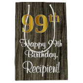 99e verjaardag: Elegant Faux Gold Kijk #, Faux Woo Medium Cadeauzakje (Voorkant)