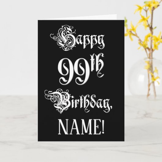 99e verjaardag: Fancy, elegant script + aangepaste Kaart (Gele Bloem)