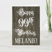 99e verjaardag: Fancy, elegante tekst; Faux Hood K Kaart (Voorkant)