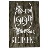 99e verjaardag: Fancy, Faux Wood Kijk + Aangepaste Medium Cadeauzakje (Voorkant)