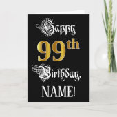 99e verjaardag — Fancy script; Faux Gold Kijk; naa Kaart (Voorkant)