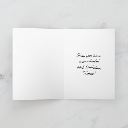 99e verjaardag — Fancy script; Faux Gold Kijk; naa Kaart (Binnen)