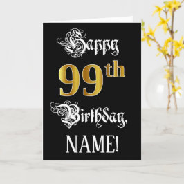 99e verjaardag — Fancy script; Faux Gold Kijk; naa Kaart
