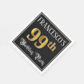 99e verjaardag — Fancy script, Faux Gold look Servet (Hoek)