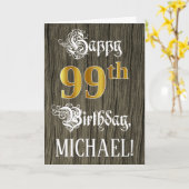 99e verjaardag: Faux Gold Kijk + Faux Wood Pattern Kaart (Gele Bloem)