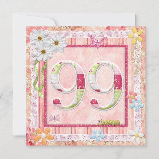 99e verjaardag feest scrapbooking stijl kaart (Voorkant)