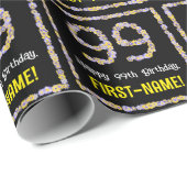 99e verjaardag: Floral Flowers Number, Custom Name Cadeaupapier (Rol Hoek)