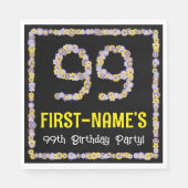 99e verjaardag: Floral Flowers Number, Custom Name Servet (Voorkant)
