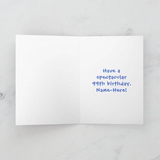 99e verjaardag: Fun Cake and Candles + Custom Name Kaart (Binnen)