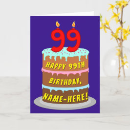 99e verjaardag: Fun Cake and Candles + Custom Name Kaart