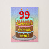 99e verjaardag: Fun Cake and Candles + Custom Name Legpuzzel (Verticaal)