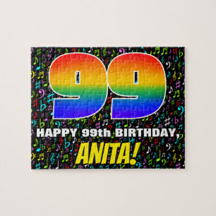 99e verjaardag — Fun, Colorful Music Symbols & "99 Legpuzzel