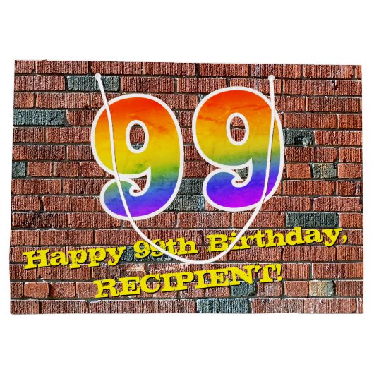 99e verjaardag: Fun, door graffiti geïnspireerde r Groot Cadeauzakje (Achterkant)