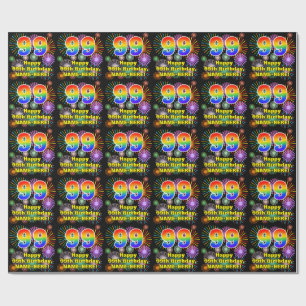 99e verjaardag: Fun Fireworks, regenboogaanwijzer  Cadeaupapier