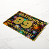 99e verjaardag — Fun, kleurrijke Fireworks look Folie Uitnodiging (Gedraaid)