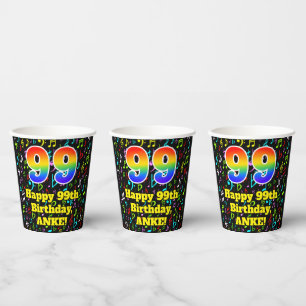99e verjaardag: Fun Muzieknoten Pattern, Rainbow 9 Papieren Bekers