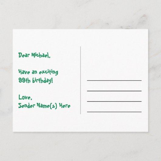 99e verjaardag: Fun Stars Pattern, Rainbow 99, naa Briefkaart (Achterkant)