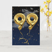 99e verjaardag Gold Mylar ballon en Confetti Card Kaart (Gele Bloem)