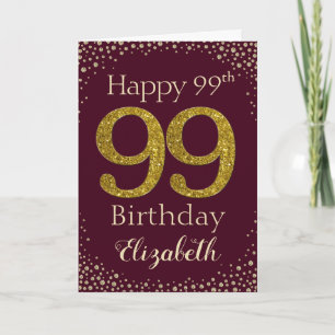 99e verjaardag Golden Glitter Card Kaart