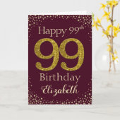 99e verjaardag Golden Glitter Kaart (Gele Bloem)