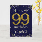 99e verjaardag Golden Glitter Kaart (Gele Bloem)