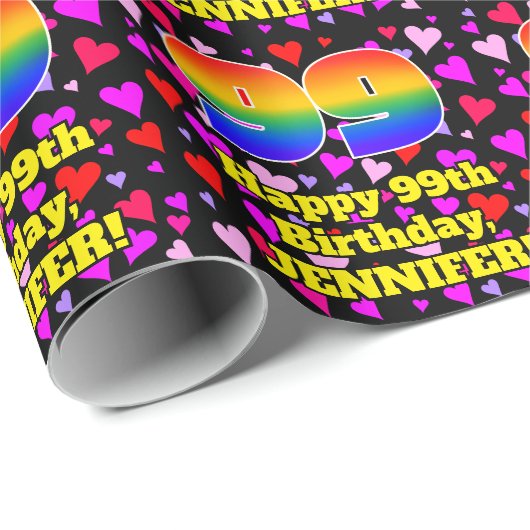 99e verjaardag: Het liefhebbende Kunstpatroon, Reg Cadeaupapier (Rol Hoek)