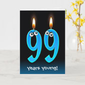 99e verjaardag Kaarsen met Eyebollen Kaart (Gele Bloem)